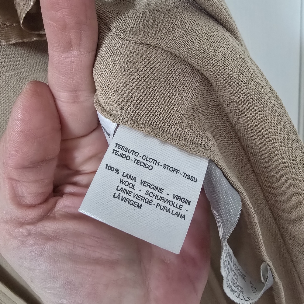 Max Mara Talento Tan Wool Belted Blazer Size 8 - Picture 6 of 10